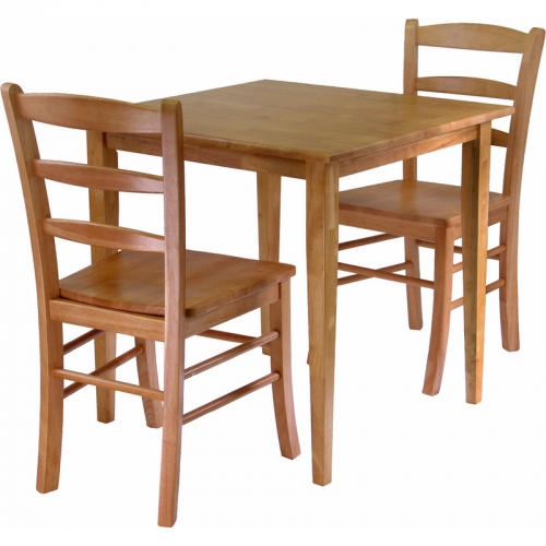 Groveland 3 Piece Dining Set w/ Square Table w/ 2 Chairs in Light Oak