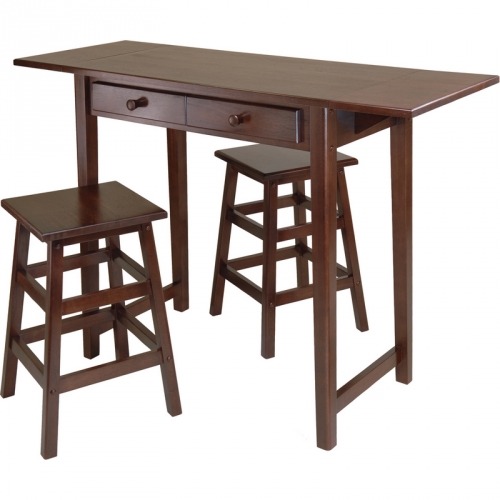 Mercer Double Drop Leaf Table w/ 2 Stools in Cappuccino