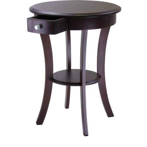 Sasha Round Accent Table in Cappuccino