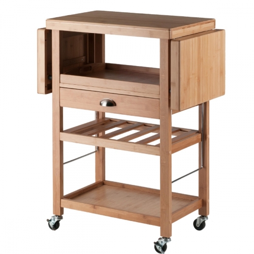 Barton Kitchen Cart in Bamboo w/ Drop Leaves