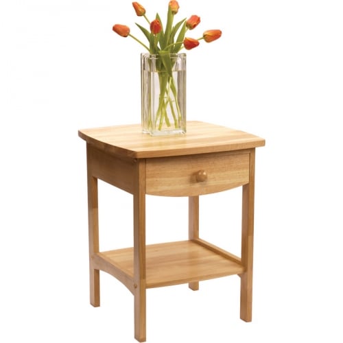 Curved End Table or Nightstand w/ One Drawer in Beech