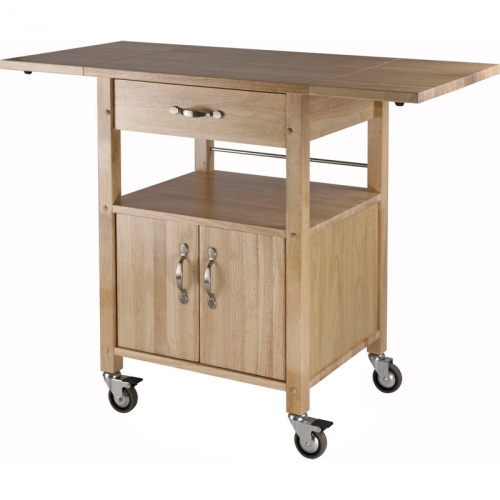 Kitchen Cart Double Drop Leaf Cabinet w/ Shelf in Beech