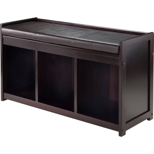 Addison 2 Piece Storage Bench in Espresso w/ Leatherette Cushion Seat