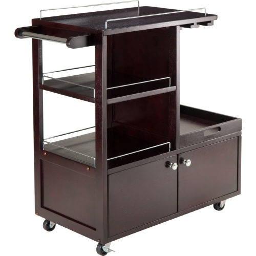 Galen Serving Cart w/ Wine Rack in Espresso