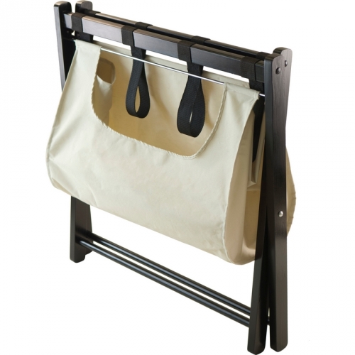 Dora Luggage Rack in Espresso w/ Removable Fabric Basket