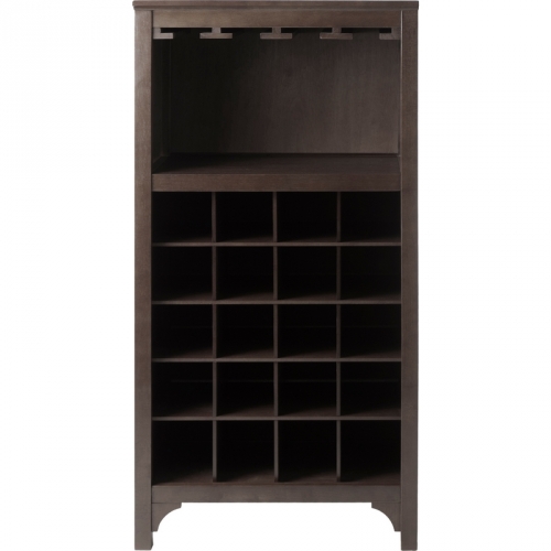 Ancona Modular Wine Cabinet w/ Glass Rack & 20 Bottle Storage in Dark Espresso