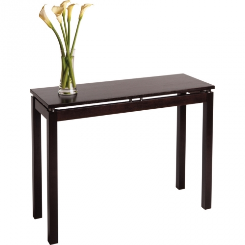 Linea Console or Hall Table w/ Chrome Accent in Dark Espresso