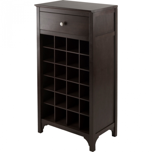 Ancona Modular Wine Cabinet w/ One Drawer & 24 Bottle Storage in Dark Espresso