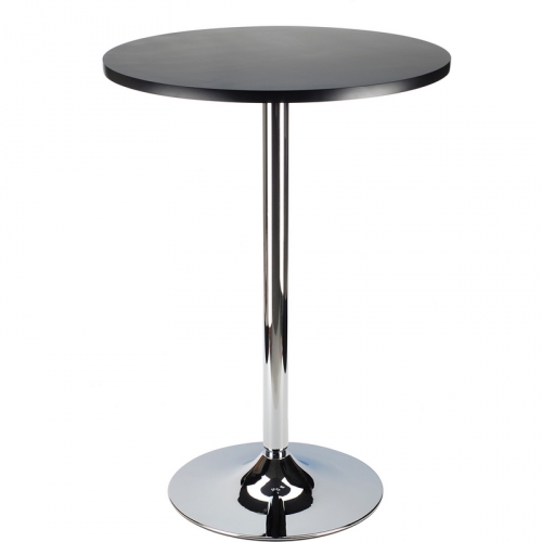 Spectrum Round Pub Table (23 66" W x 39 76" H) in Black & Chrome