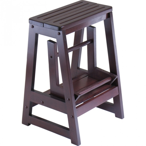 Double Step Ladder Stool in Antique Walnut