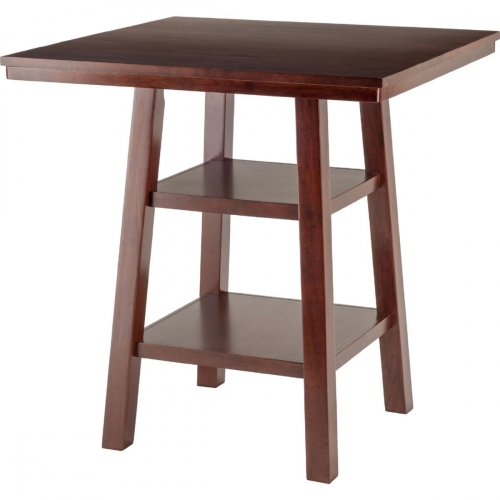 Orlando High Table w/ 2 Shelves in Walnut