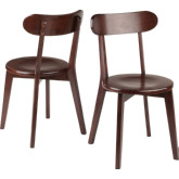 Pauline Dining Chair in Walnut Finish Wood (Set of 2)