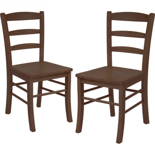 Set of 2 Ladder Back Chair in Antique Walnut