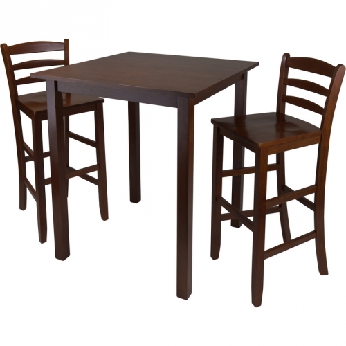 Parkland 3 Piece High Table w/ 29" Ladder Back Stool in Antique Walnut