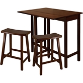 Lynnwood 3 Piece High Drop Leaf Table w/ Two 24" Saddle Seat Stools in Antique Walnut