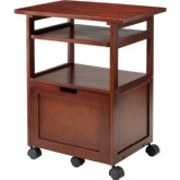 Piper Work Cart / Printer Stand w/ Keyboard in Walnut Finish