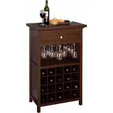 Wine Cabinet w/ Drawer & Glass Rack in Antique Walnut