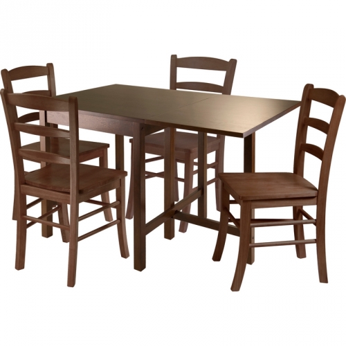 Lynden 5 Piece Set - Dining Table w/ 4 Ladder Back Chairs in Antique Walnut