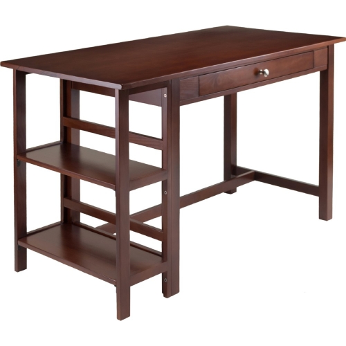 Velda Writing Desk w/ 2 Shelves in Antique Walnut