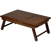 Alden Lap Desk Flip Top w/ Drawer Foldable Legs in Antique Walnut