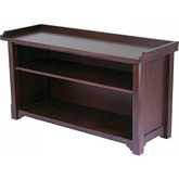 Milan Storage Bench w/ 2 Shelves in Antique Walnut