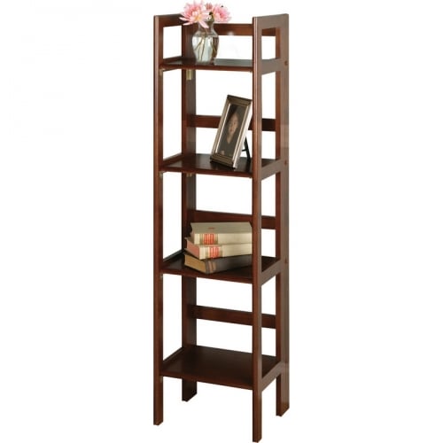 4 Tier Folding Shelf Narrow in Antique Walnut