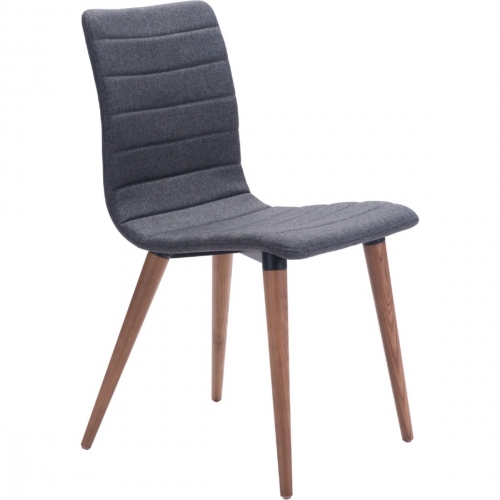 Jericho Dining Chair in Gray Fabric on Tapered Wood Legs (Set of 2)