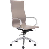 Glider High Back Office Chair in Taupe Leatherette & Chrome