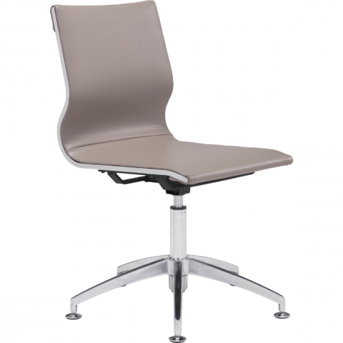 Glider Conference Office Chair in Taupe Leatherette on Brushed Chrome