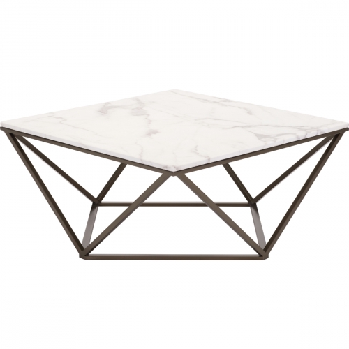 Tintern Coffee Table in Faux Marble on Geometric Antique Brass Base