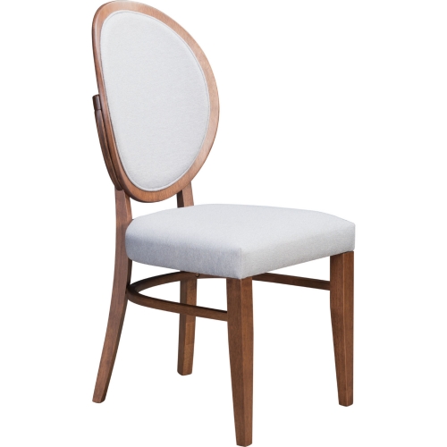 Regents Dining Chair in Walnut & Light Gray Fabric (Set of 2)