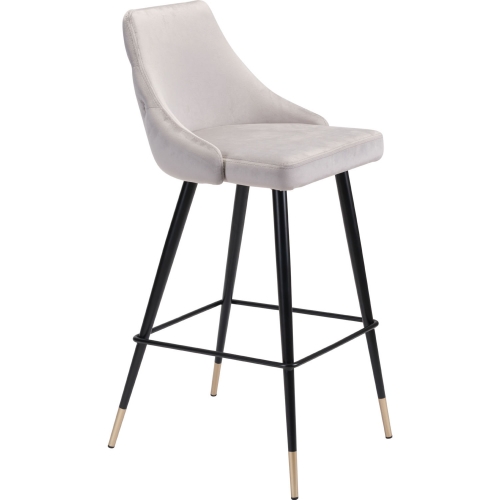 Piccolo Bar Chair in Gray Velvet w/ Exterior Tufting