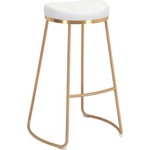 Bree Bar Stool in White Leatherette & Gold (Set of 2)