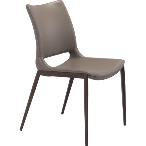 Ace Dining Chair in Gray Leatherette & Walnut Finish Steel (Set of 2)