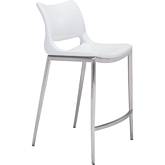 Ace Counter Chair in White & Brushed Stainless (Set of 2)