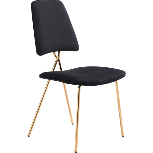 Chloe Dining Chair in Black Velvet & Gold (Set of 2)