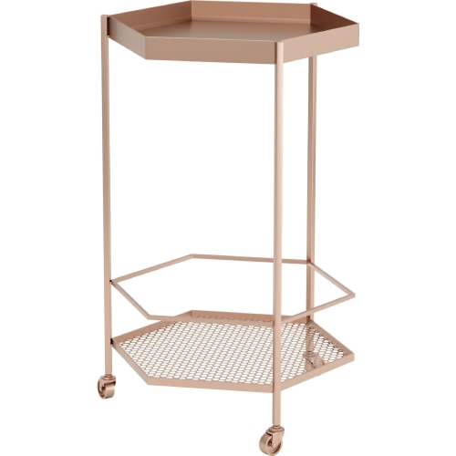 Hex Bar Cart in Gold Steel