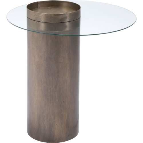 Emi End Table in Antique Gold & Tempered Glass