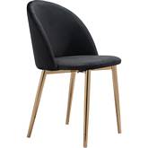 Cozy Dining Chair in Black Fabric & Steel (Set of 2)