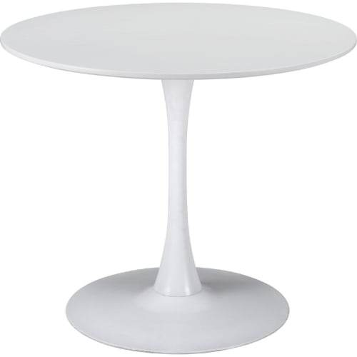 Opus 35" Round Dining Table in White Wood & Steel