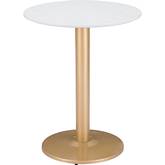 Alto Bistro Table in White Wood & Gold Steel