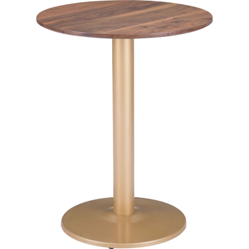 Alto Bistro Table in Brown Wood & Gold Steel