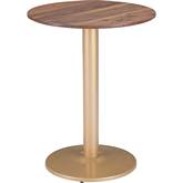 Alto Bistro Table in Brown Wood & Gold Steel