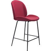 Miles Counter Chair Stool in Red Fabric & Steel