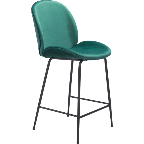 Miles Counter Chair Stool in Green Fabric & Steel