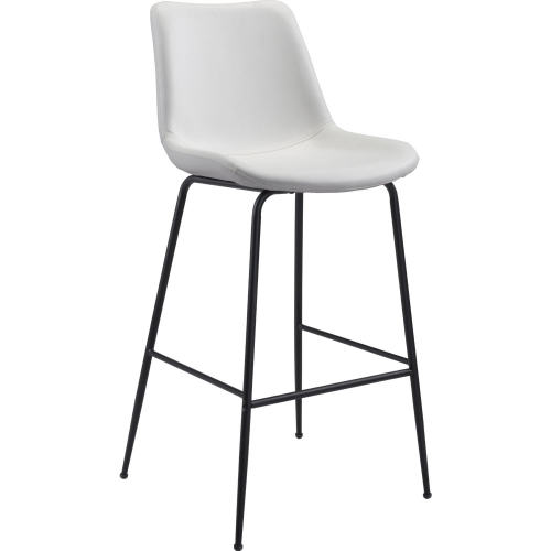 Byron Bar Chair Stool in White Leatherette & Steel