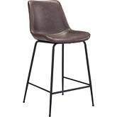 Byron Counter Chair Stool in Brown Leatherette & Steel