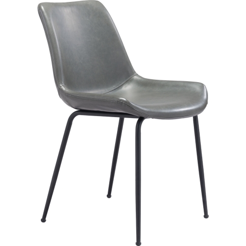 Byron Dining Chair in (Set of 2) Gray Leatherette & Steel