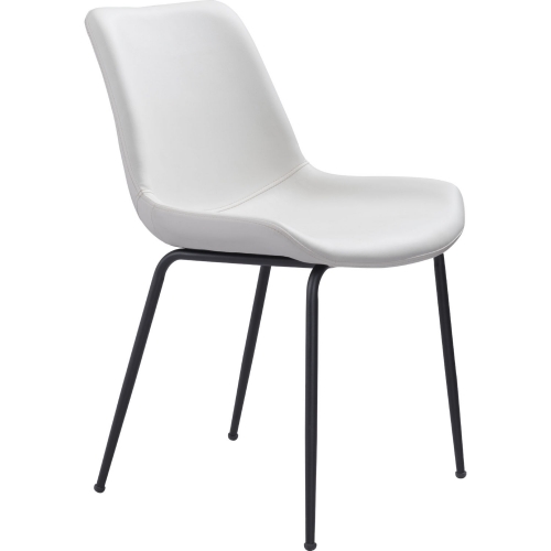 Byron Dining Chair in (Set of 2) White Leatherette & Steel