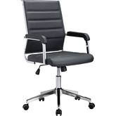 Liderato Office Chair in Black Leatherette & Chrome